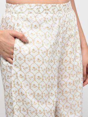 foil print straight kurta with palazzo set - 15950738 - Standard Image - 7