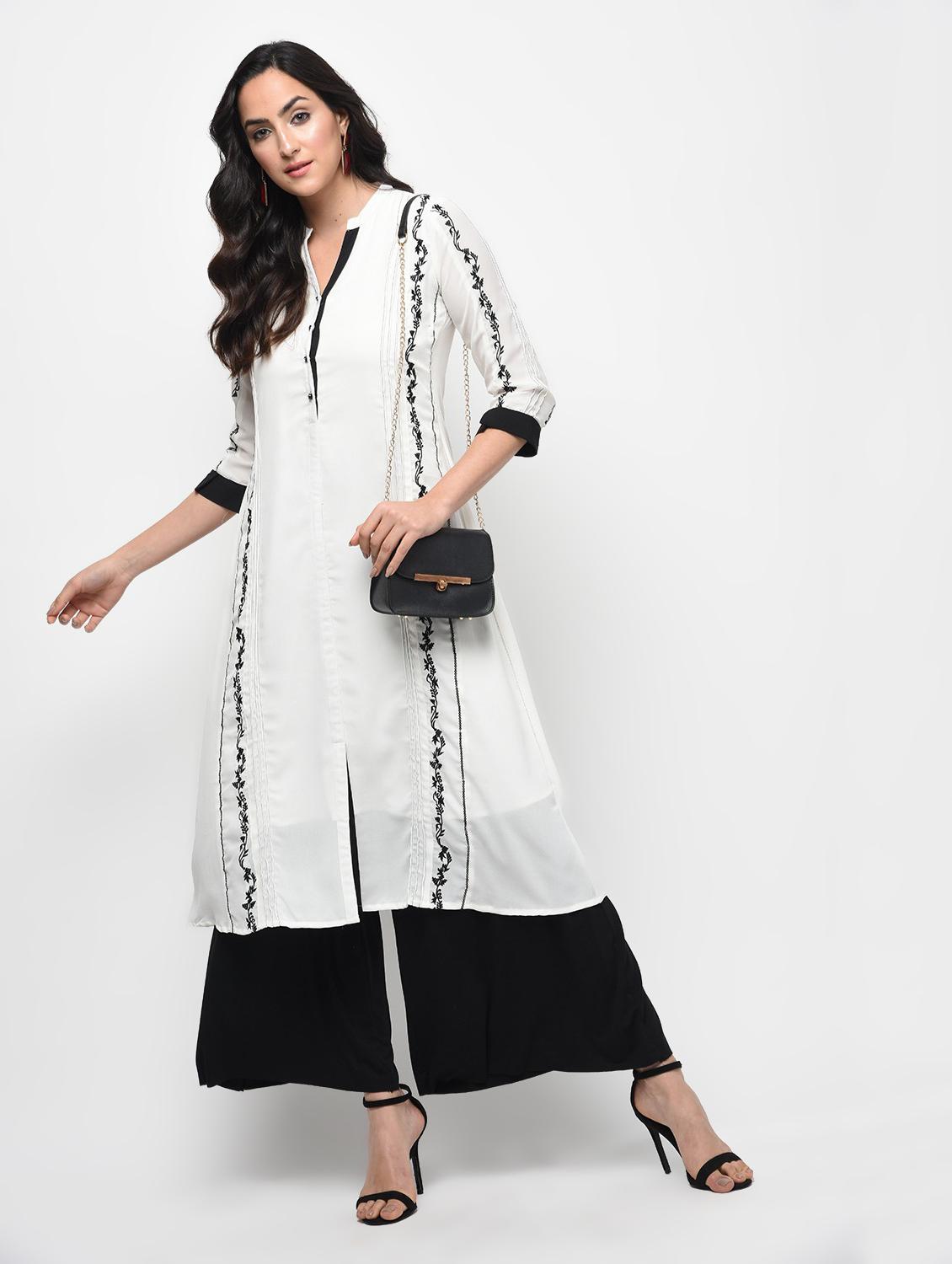 embroidered a-line kurta - 15950748 - Zoom Image - 1