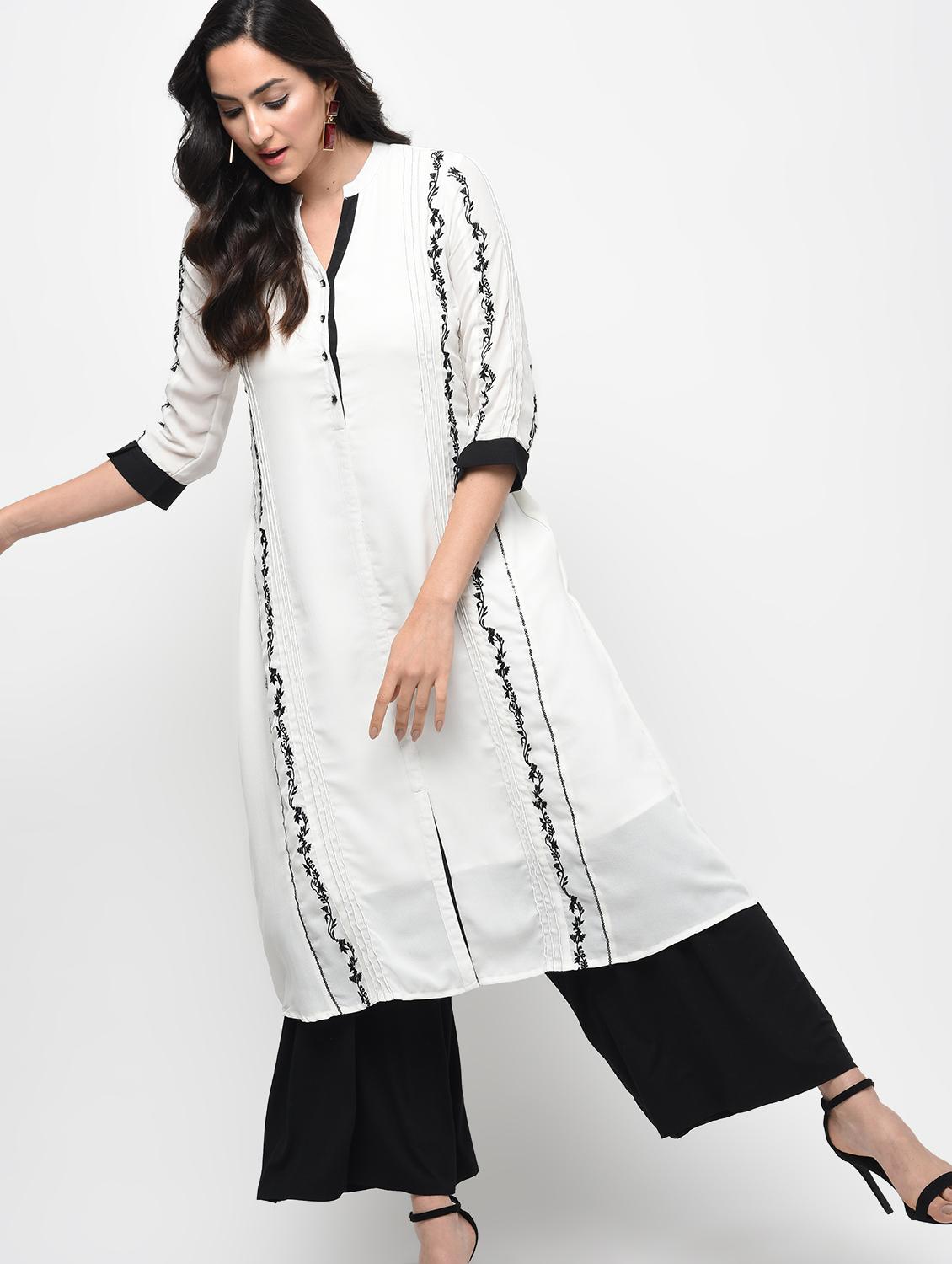 embroidered a-line kurta - 15950748 - Zoom Image - 2
