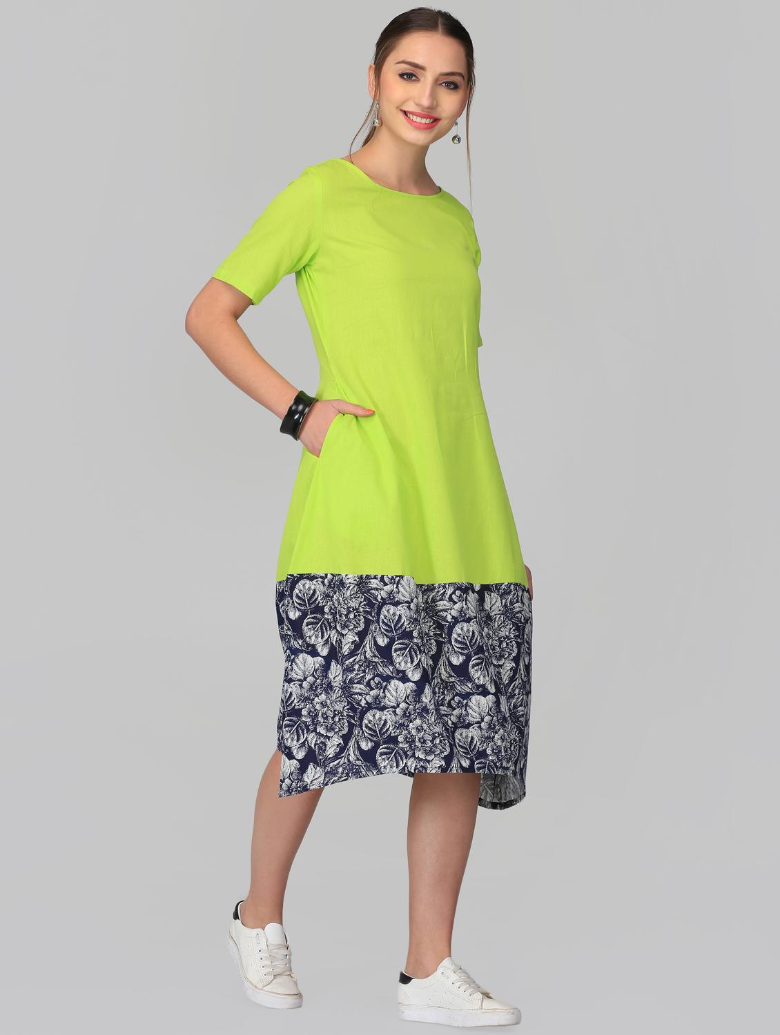 pocket detail floral hem a-line dress - 15950840 - Zoom Image - 2