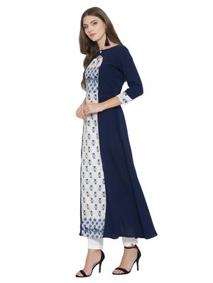 printed a-line key hole kurta - 15950920 - Standard Image - 2
