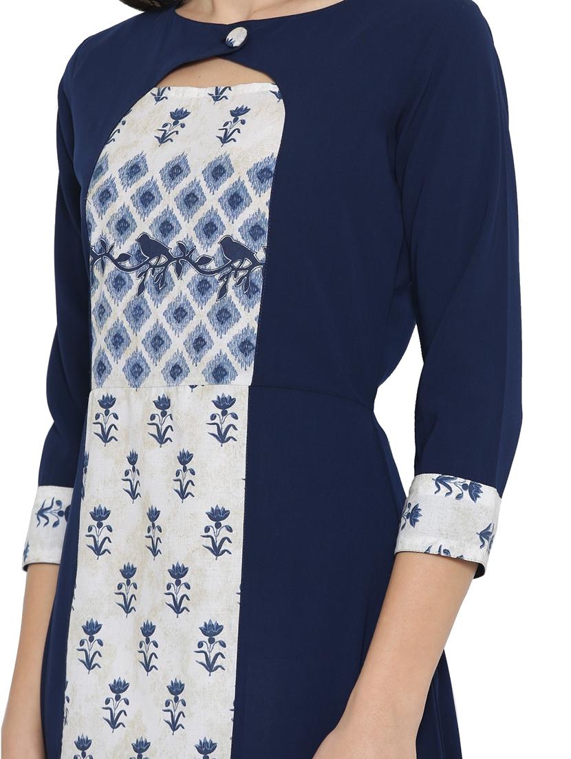 printed a-line key hole kurta - 15950920 - Zoom Image - 4