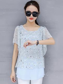 flared sleeved floral top - 15951076 - Very Small Image - 1