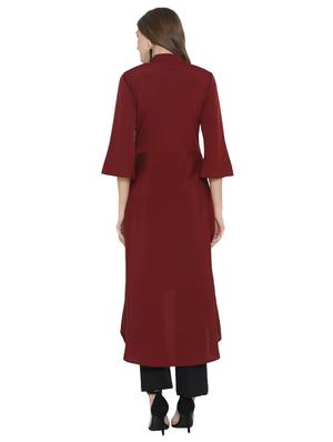 maroon layered kurta - 15951114 - Standard Image - 3