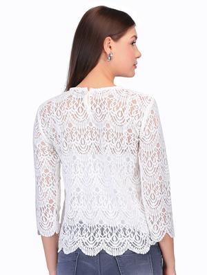 scallop hem laced top - 15951420 - Standard Image - 3