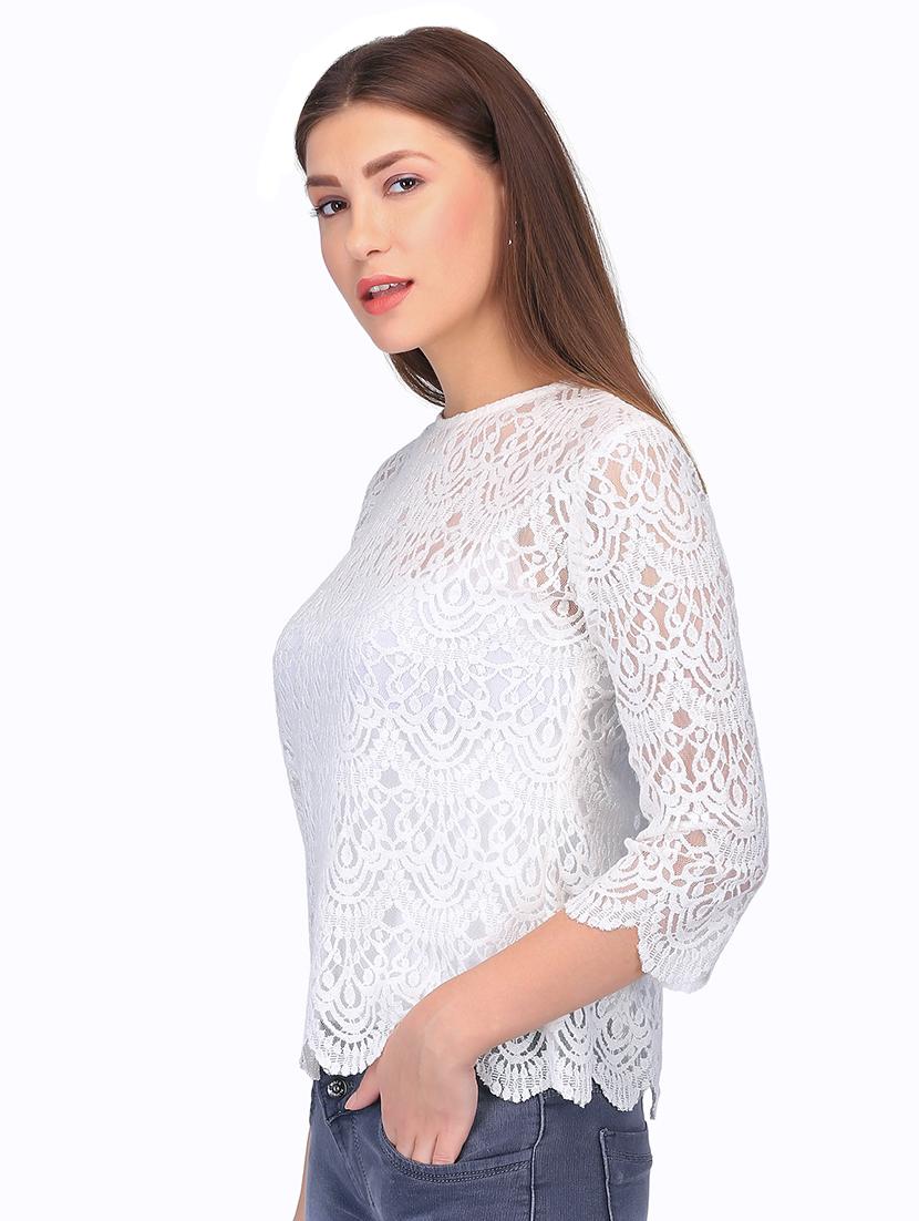 scallop hem laced top - 15951420 - Zoom Image - 2