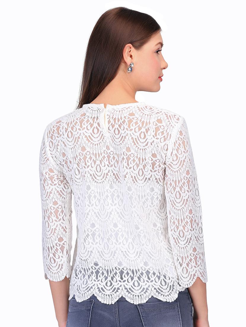 scallop hem laced top - 15951420 - Zoom Image - 3