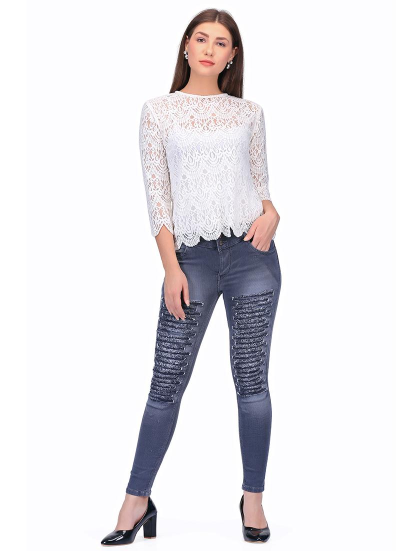 scallop hem laced top - 15951420 - Zoom Image - 5