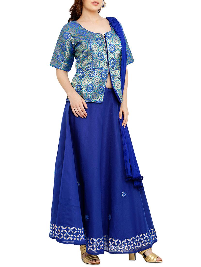 embroidered flared lehenga - 15951456 - Zoom Image - 2