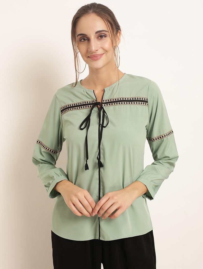 tie up neck lace detail top - 15951611 - Zoom Image - 1