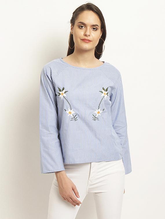round neck embroidered top - 15951775 - Zoom Image - 1