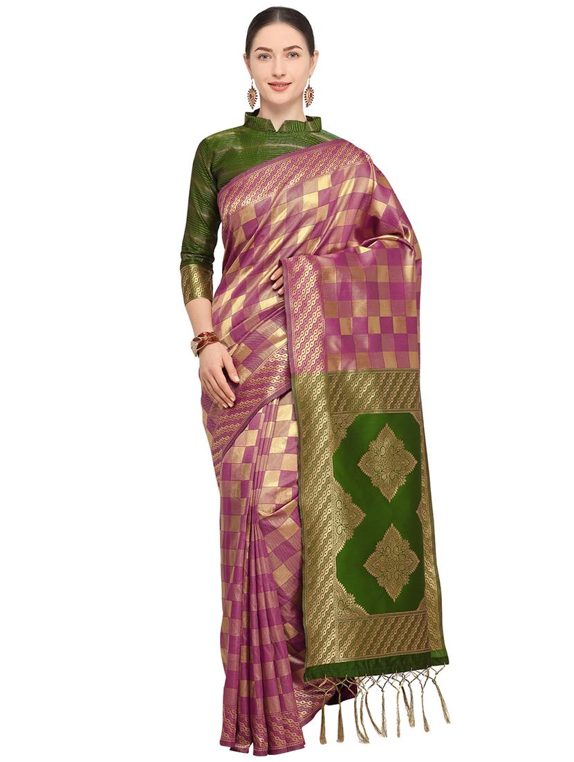 self design kanjivaram saree with blouse - 15951856 - Zoom Image - 1