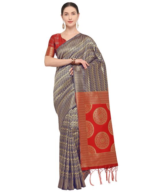 self design kanjivaram saree with blouse - 15951858 - Very Small Image - 1