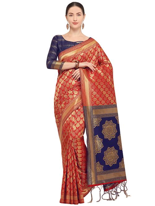 self design kanjivaram saree with blouse - 15951859 - Standard Image - 1
