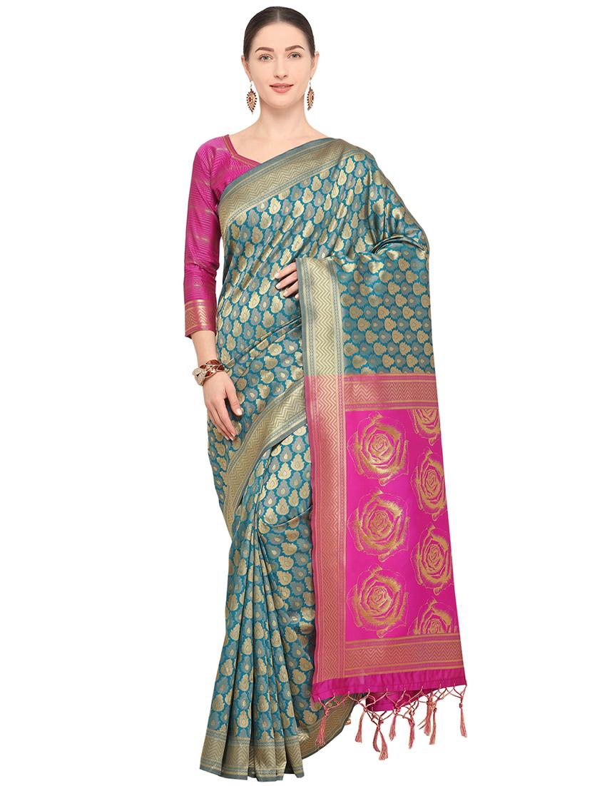 self design kanjivaram saree with blouse - 15951860 - Zoom Image - 1
