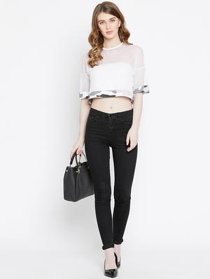 camouflage paneled sheer crop top - 15952183 - Standard Image - 4