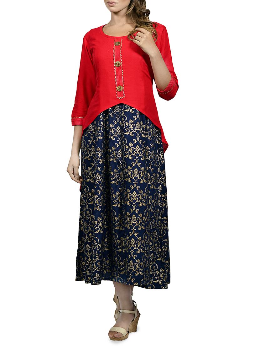 Foil print kurta with jacket - 15952595 - Zoom Image - 1