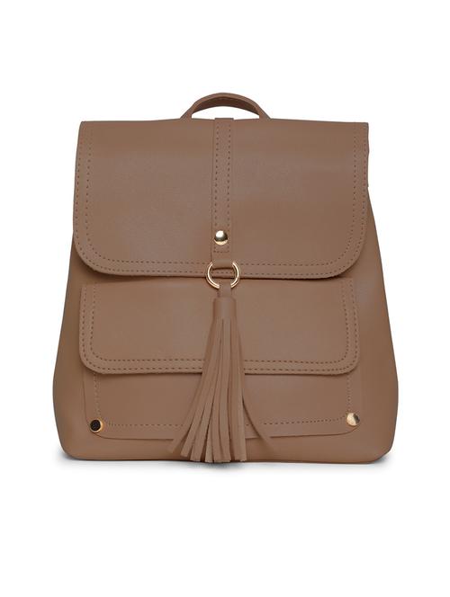 brown leatherette (pu) regular backpack - 15952832 - Standard Image - 1