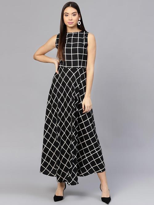 checkered printed flared kurta - 15952881 - Standard Image - 1