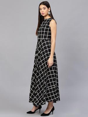 checkered printed flared kurta - 15952881 - Standard Image - 2