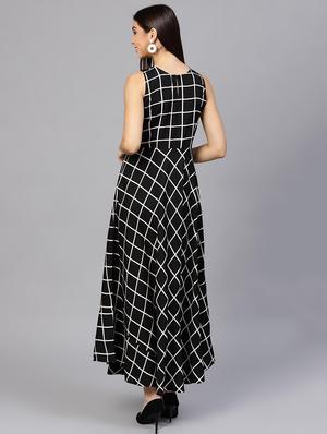 checkered printed flared kurta - 15952881 - Standard Image - 3