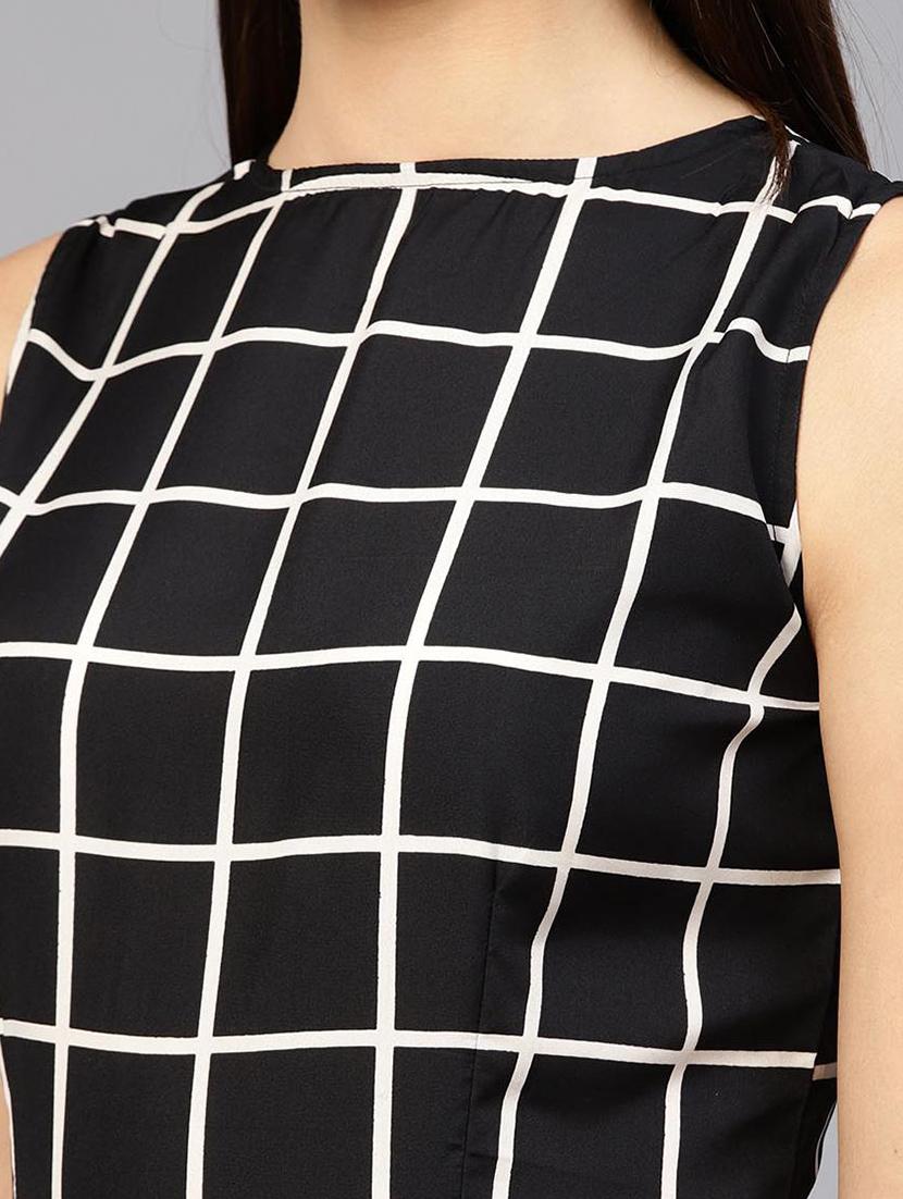 checkered printed flared kurta - 15952881 - Zoom Image - 4
