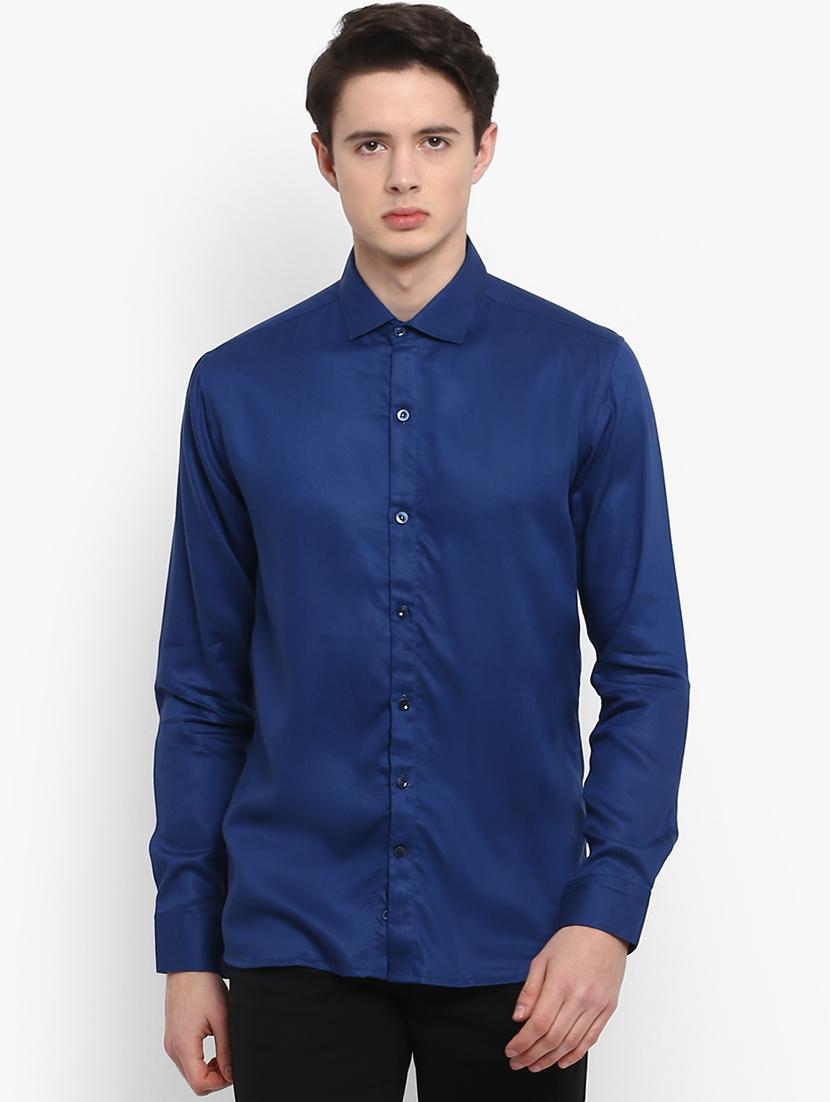 blue solid casual shirt - 15952892 - Zoom Image - 1