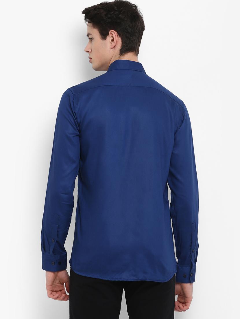 blue solid casual shirt - 15952892 - Zoom Image - 3