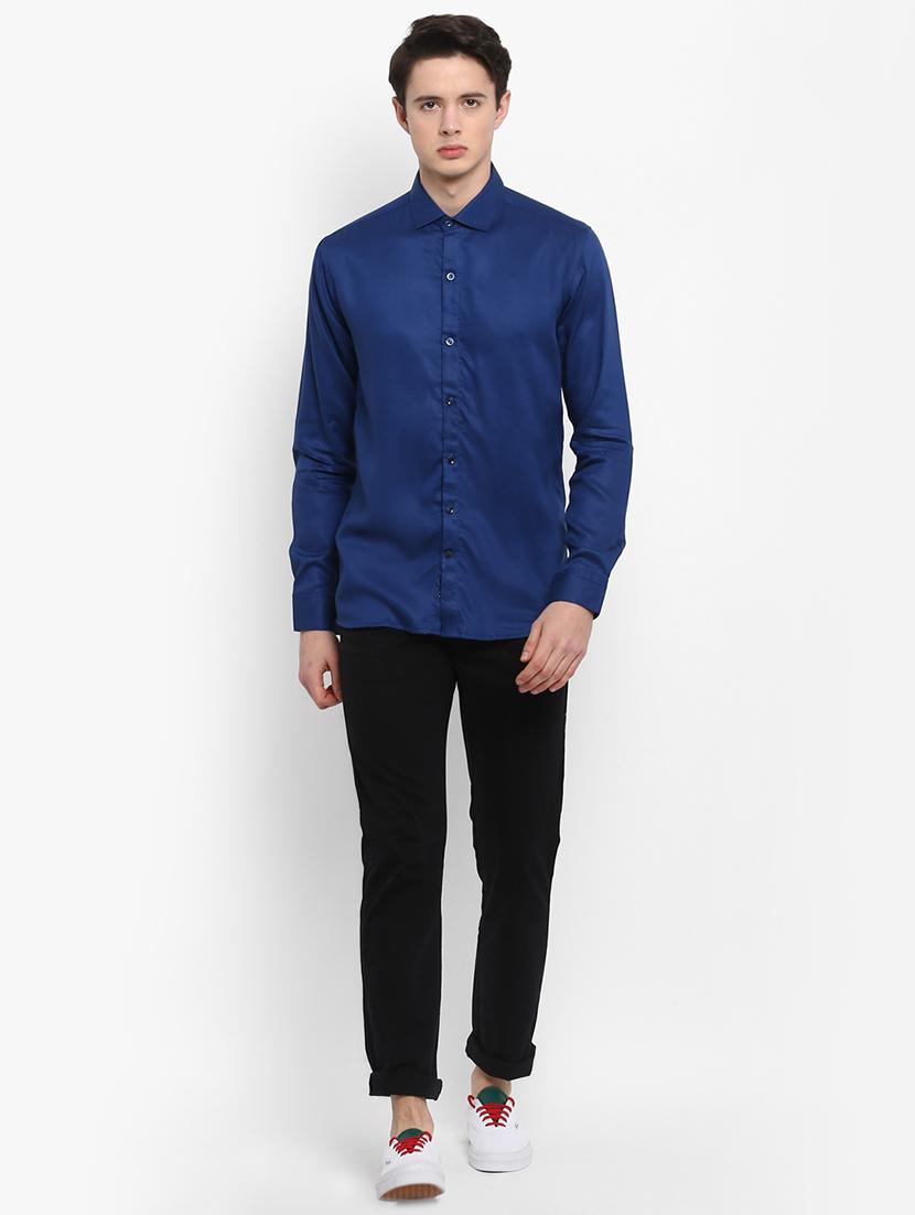 blue solid casual shirt - 15952892 - Zoom Image - 4