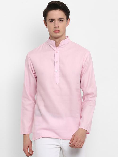 pink cotton short kurta - 15952902 - Standard Image - 1