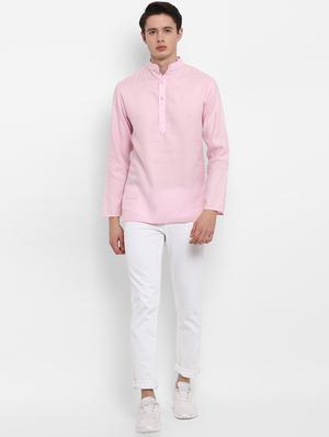 pink cotton short kurta - 15952902 - Standard Image - 4