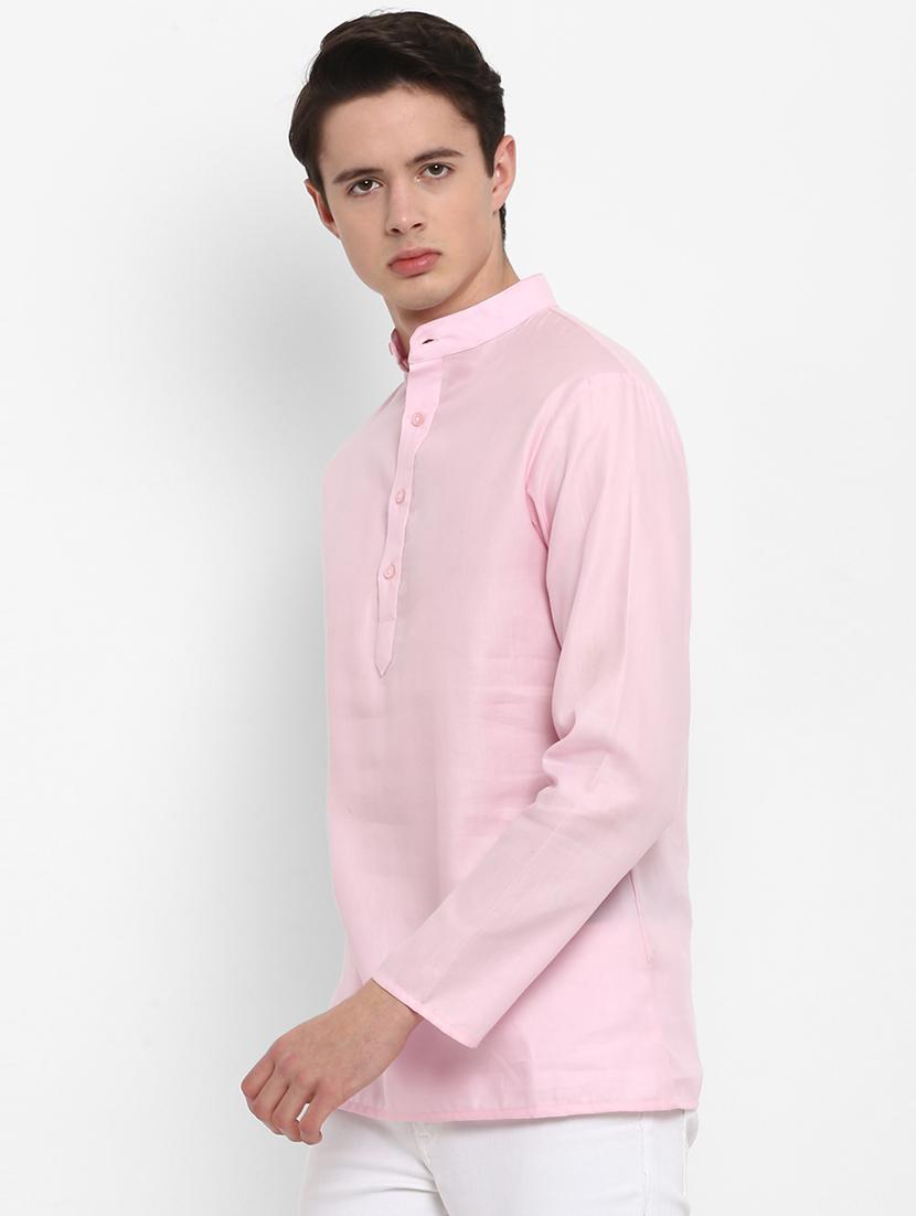 pink cotton short kurta - 15952902 - Zoom Image - 2