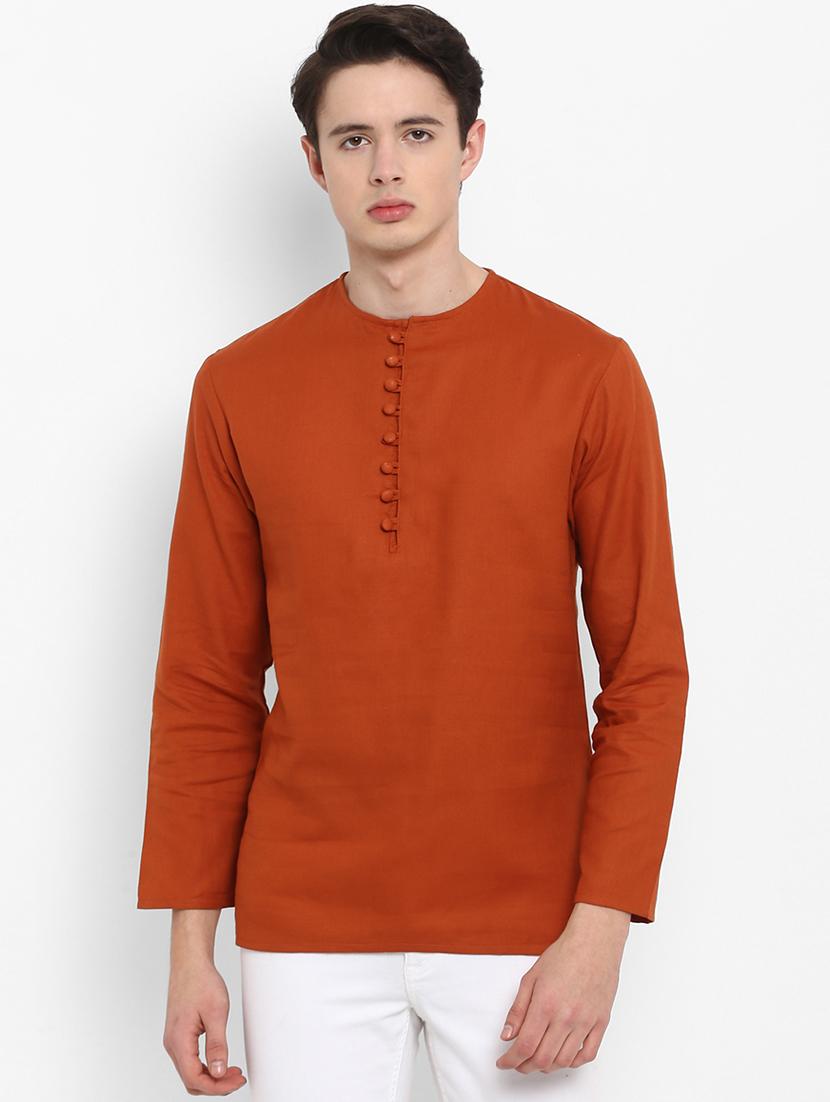 orange solid short kurta - 15952905 - Zoom Image - 1
