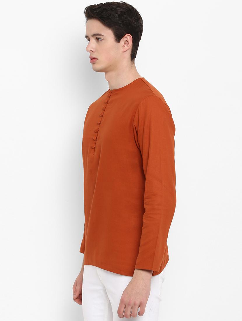 orange solid short kurta - 15952905 - Zoom Image - 2