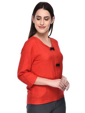 v-neck bow detail top - 15953101 - Standard Image - 2