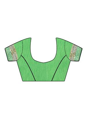 floral lace border green saree with blouse - 15953114 - Standard Image - 3