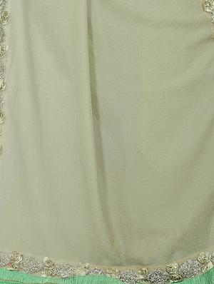 floral lace border green saree with blouse - 15953114 - Standard Image - 4