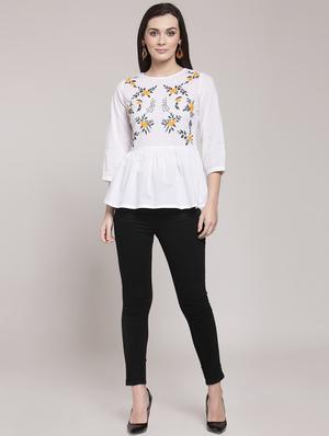 floral gathered waist top - 15953250 - Standard Image - 4