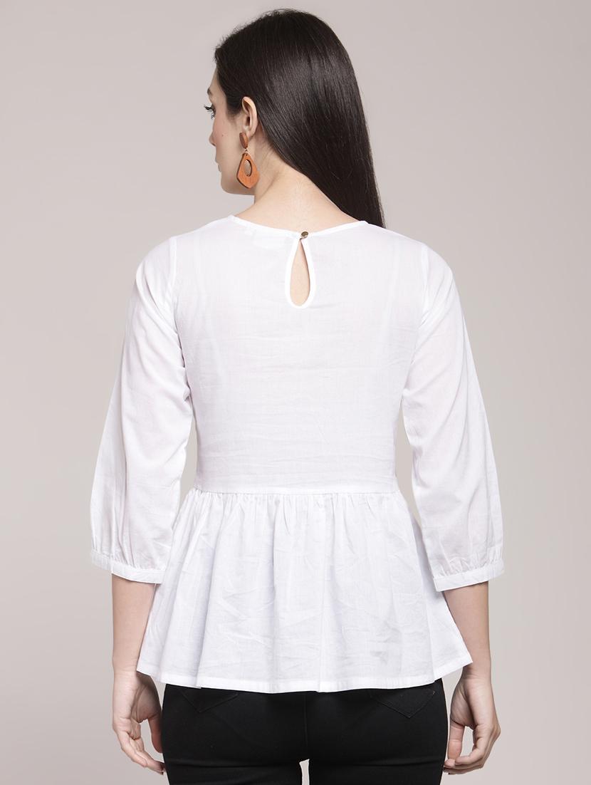 floral gathered waist top - 15953250 - Zoom Image - 3