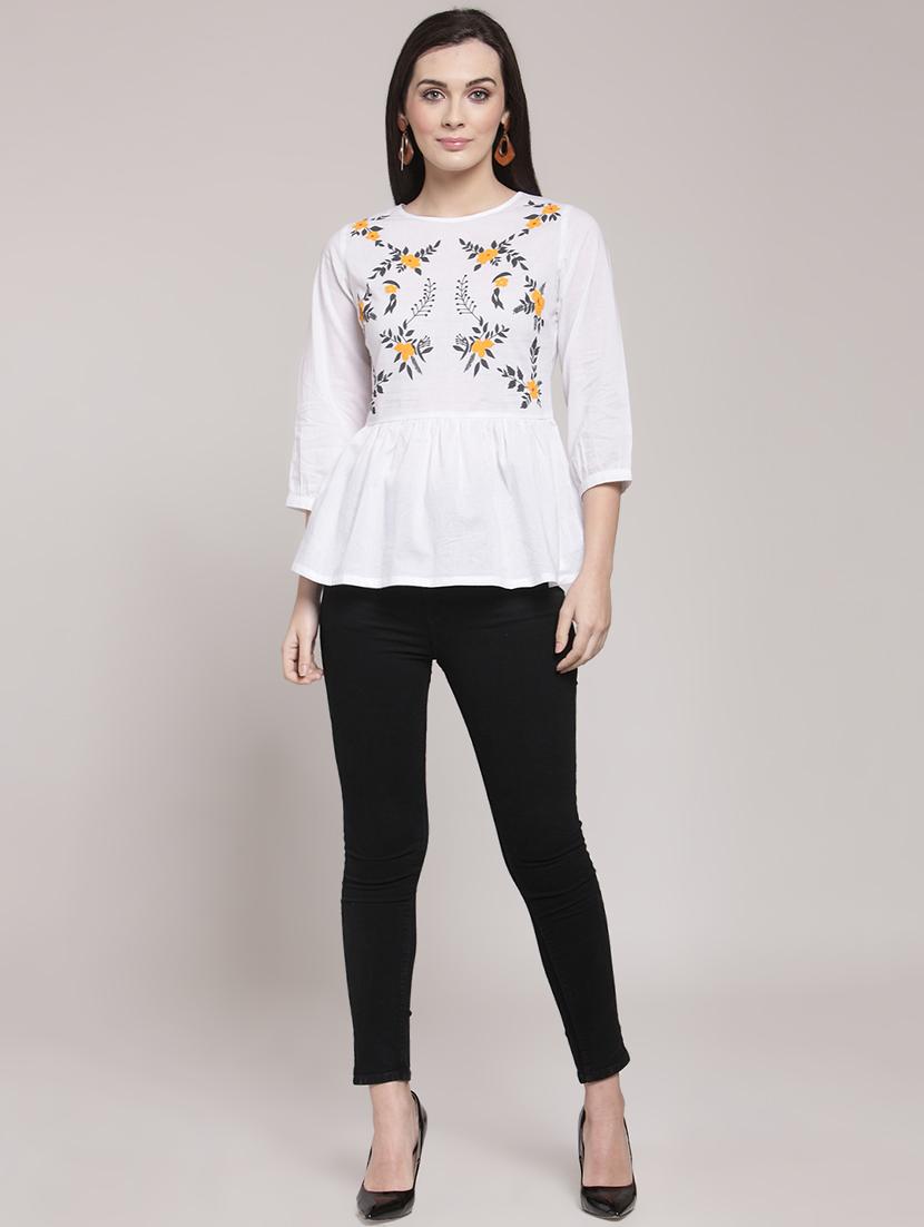 floral gathered waist top - 15953250 - Zoom Image - 4
