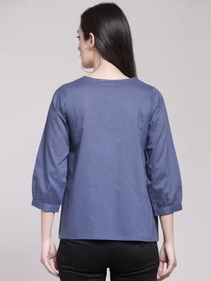 gather detail floral yoke top - 15953258 - Standard Image - 3