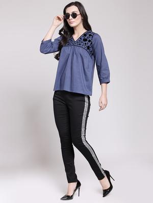 gather detail floral yoke top - 15953258 - Standard Image - 4
