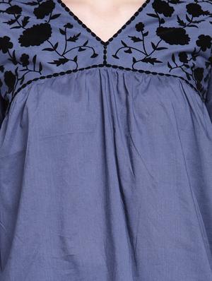 gather detail floral yoke top - 15953258 - Standard Image - 5