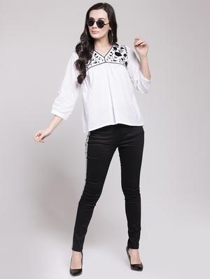 gather detail floral yoke top - 15953259 - Standard Image - 4