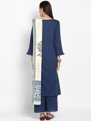 embroidered a-line kurta palazzo suit set - 15953442 - Standard Image - 3