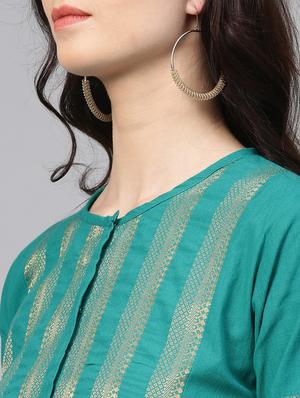 zari self-design kurta with palazzo set - 15953444 - Standard Image - 4