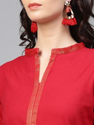 solid a-line kurta with palazzo set - 15953446 - Standard Image - 4