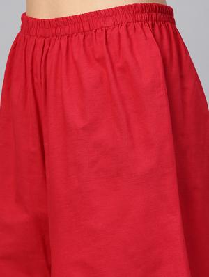 solid a-line kurta with palazzo set - 15953446 - Standard Image - 5