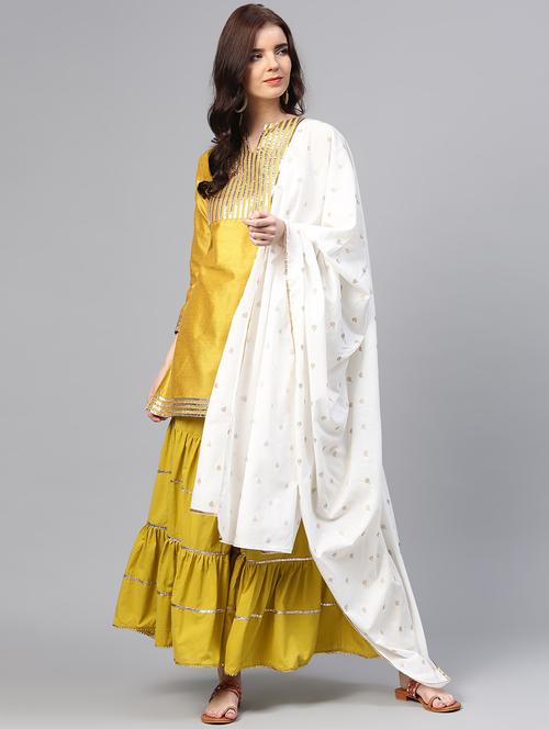 gota patti kurta with tiered sharara set - 15953449 - Standard Image - 1