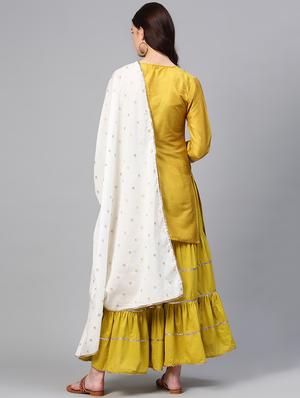 gota patti kurta with tiered sharara set - 15953449 - Standard Image - 3